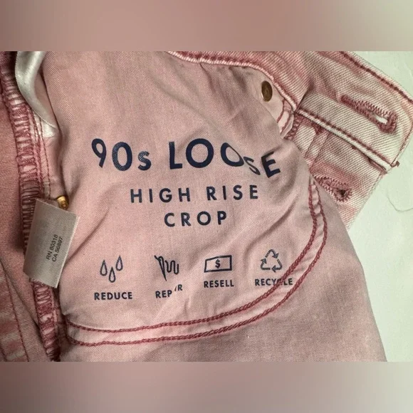 Lucky Brand 90’s Loose High Rise Crop Pink Acid Washed Denim Jeans Size 8/29 - Picture 9 of 11